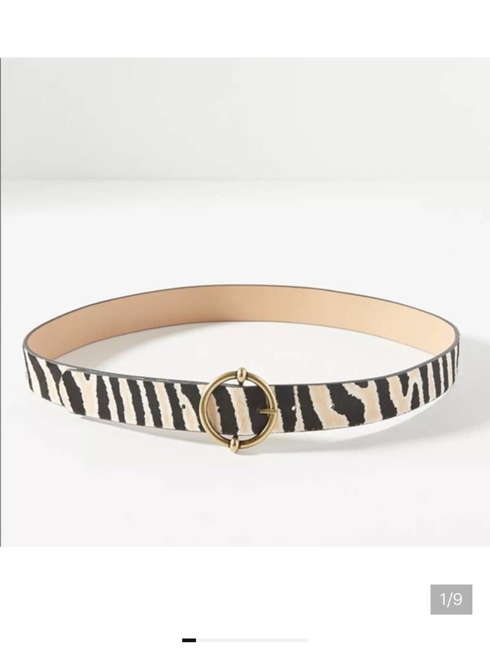 Anthropologie Essie Zebra Print Belt Brown Cream Medium